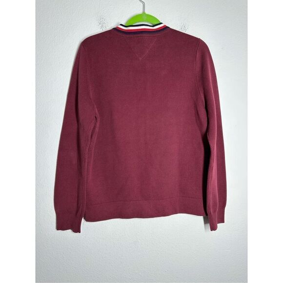 Tommy Hilfiger Men’s Cardigan Sweater Size SP Burgundy Cotton Button Up - Picture 5 of 13